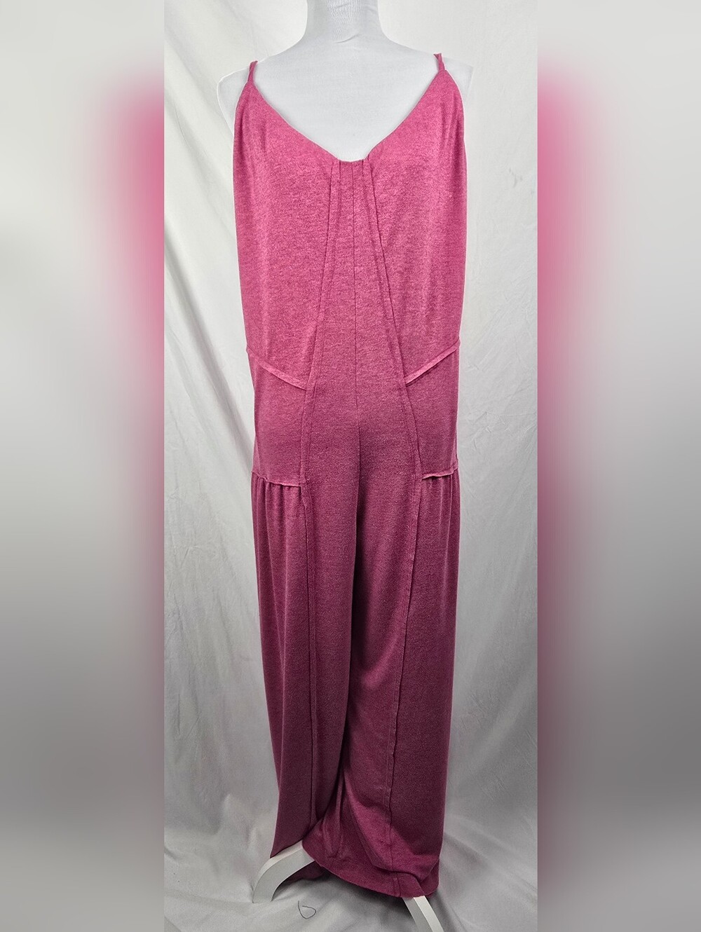 Oddi Comfy Pink Oversized Minimalist Feminine Wide Leg Jumpsuit sz 2XL